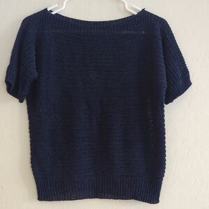 Lauren Ralph Lauren Navy Knit Short Sleeve Sweater - Size XS
